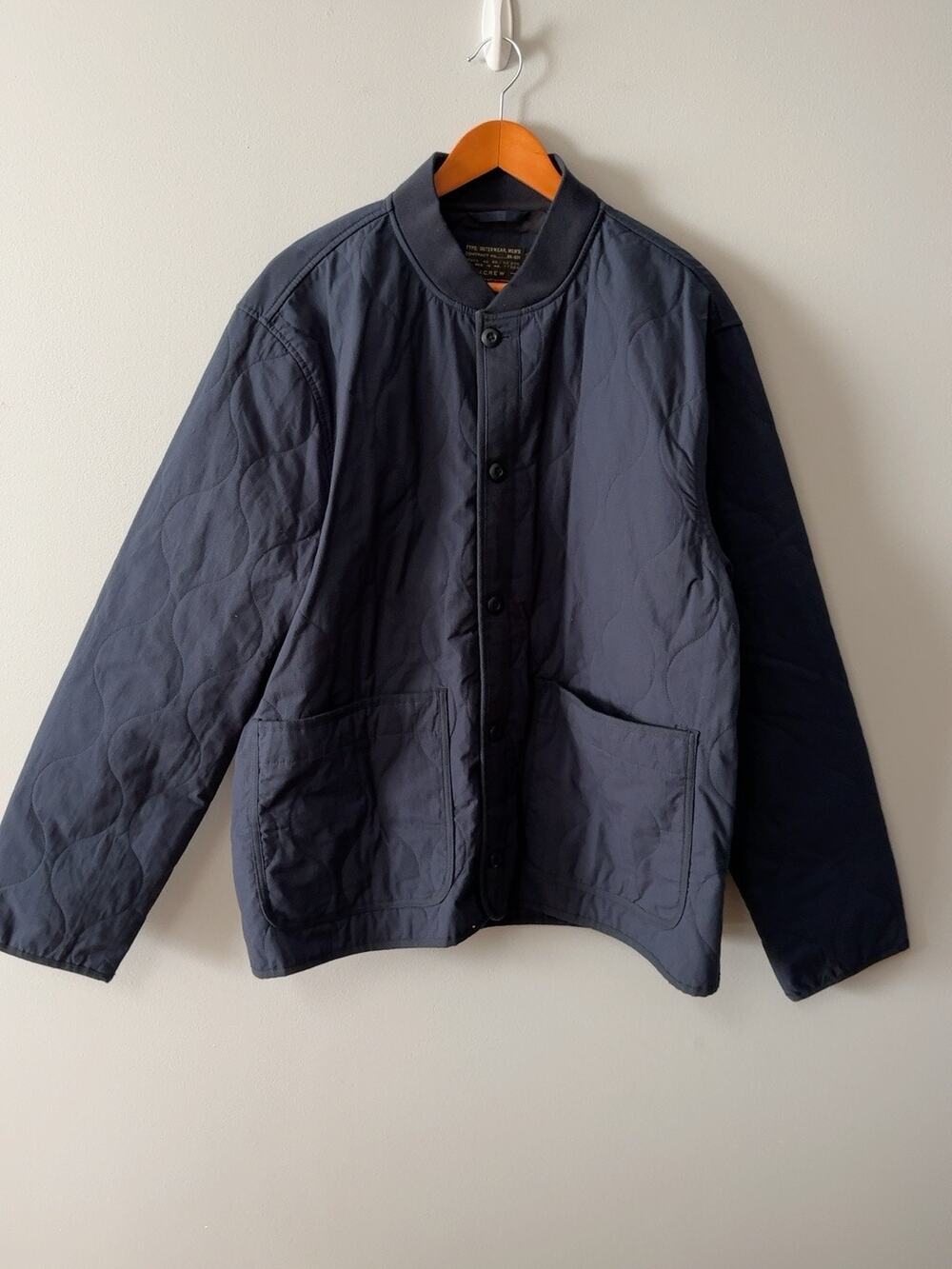 J Crew Mens XXL Sussex NX-631 Quilted Jacket Navy Blue Cotton Chore Military
